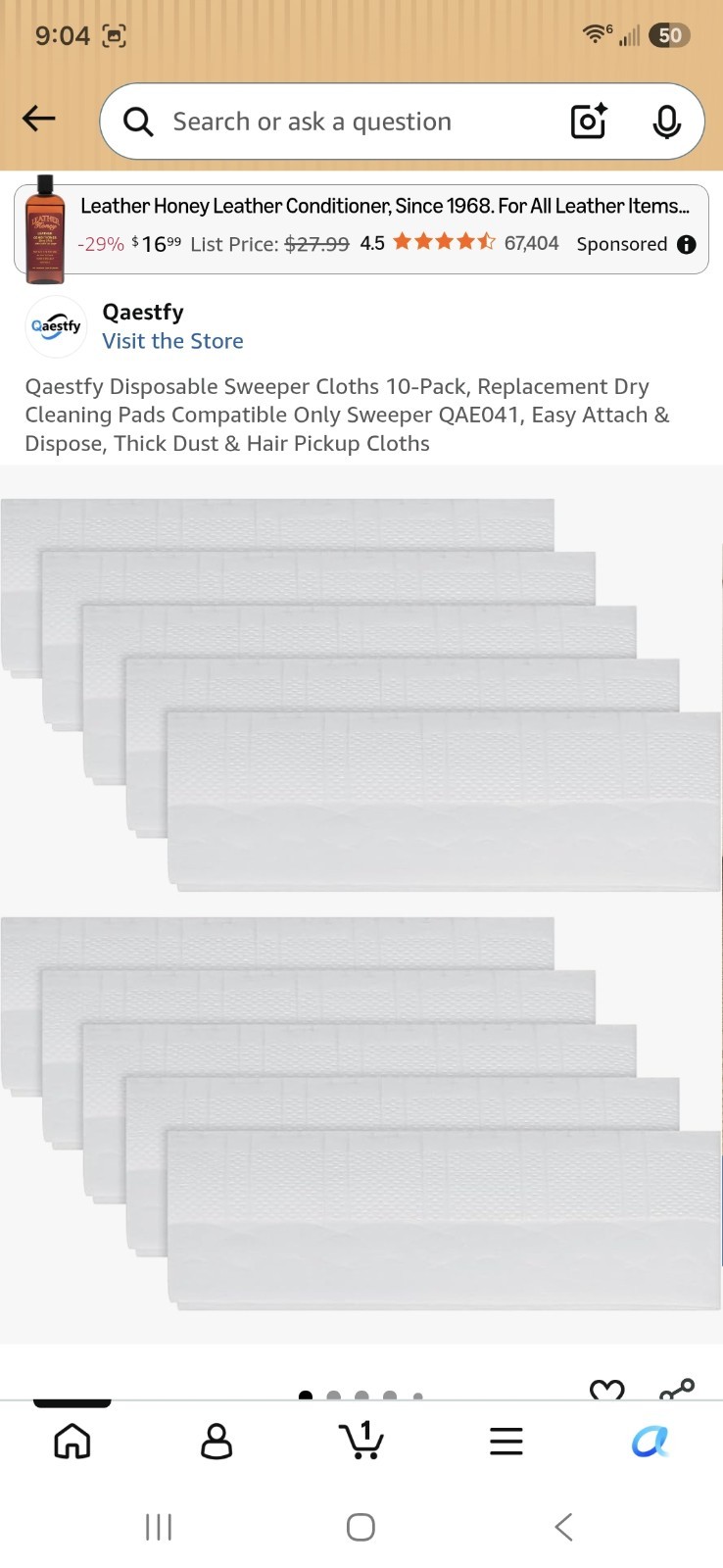 Qaestfy Disposable Floor Cleaning Cloths Pads 10-Pack QAE041 (11 PACKS TOTAL)