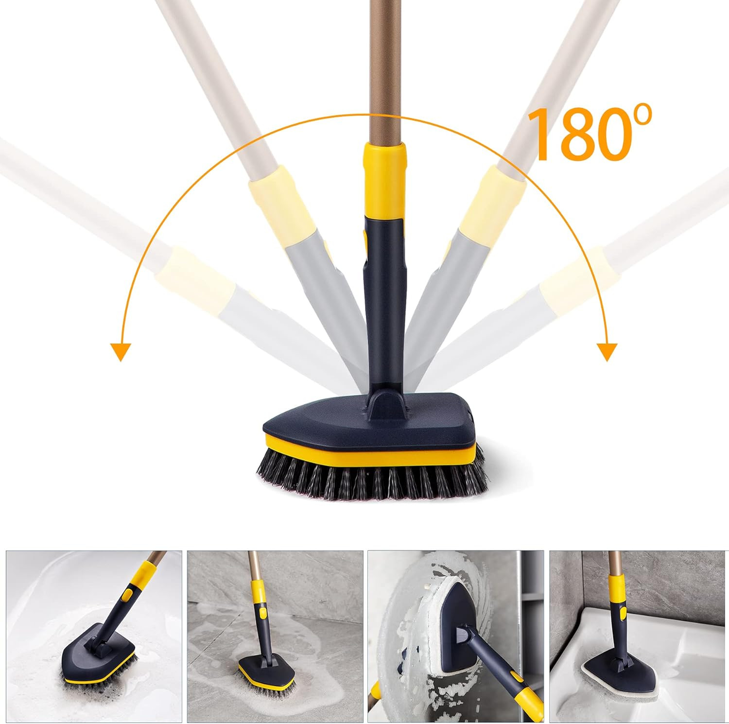 Tub Tile Scrubber Brush 2 in 1 Cleaning Brush 58.2 Inch Adjustable Telescopic Po