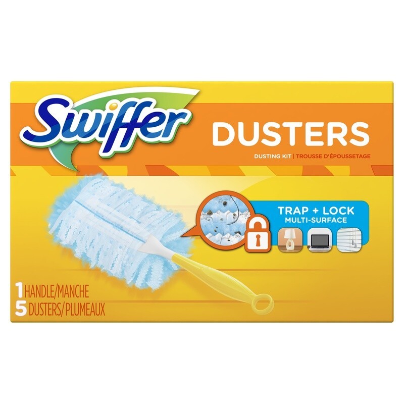 Duster Cleaning Kit Feather Duster Refill 1 Handle 5 Refills Dust Trap Lock New