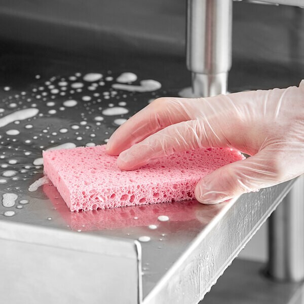 LAVEX MEDIUM DISHWASH PINK CELLULOSE SPONGE, 3.5″ x 6″ x 0.75″ (6 PADS PER BOX)