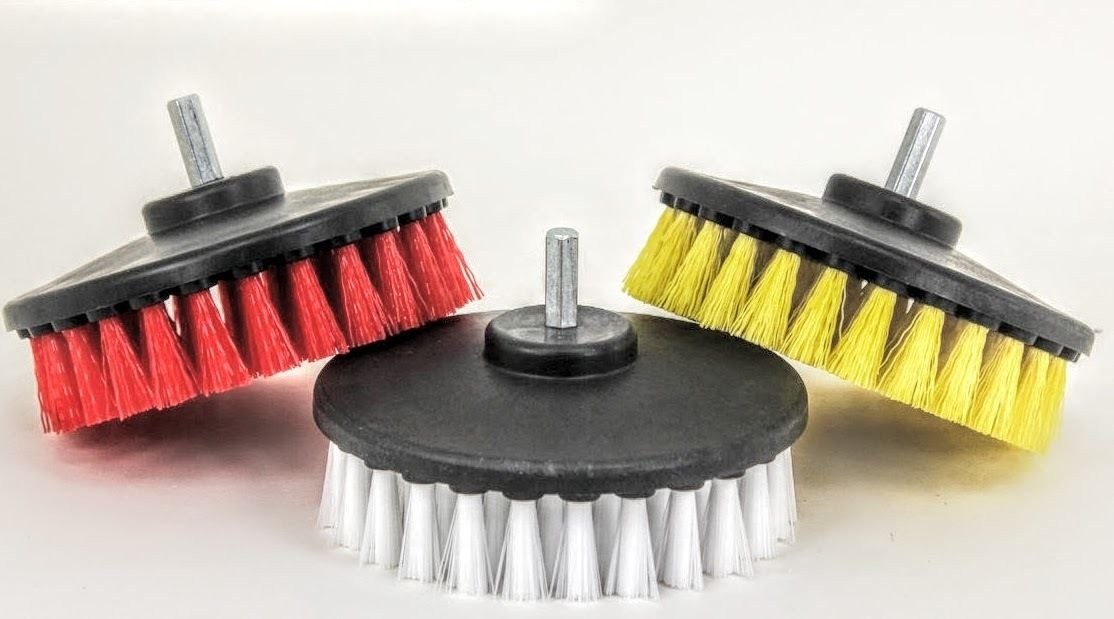 3pc Carpet Mat Brush 5″ Round Power Drill Attachment Car Detailing Tool