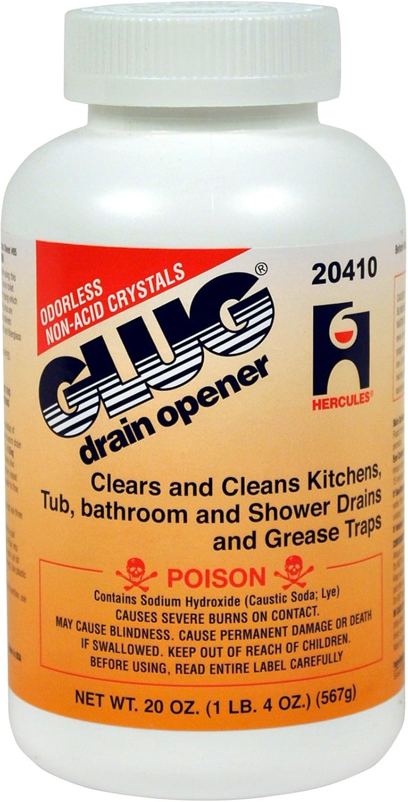 20410 Hercules Glug Crystals Drain Opener, 20 Oz, 1.3 (Pack of 1)