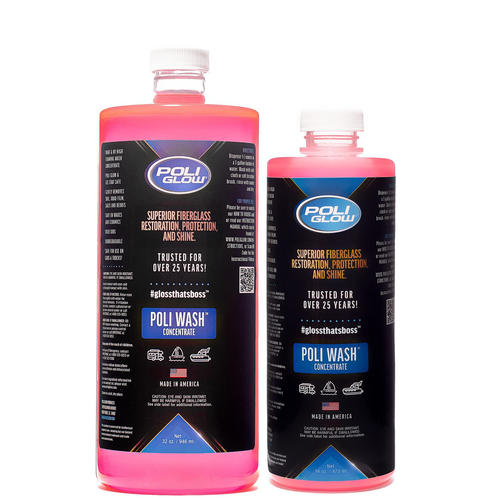 Poli Wash – 32 oz Concentrated Foaming Soap for Boats, RVs & All Vehicle Surf…
