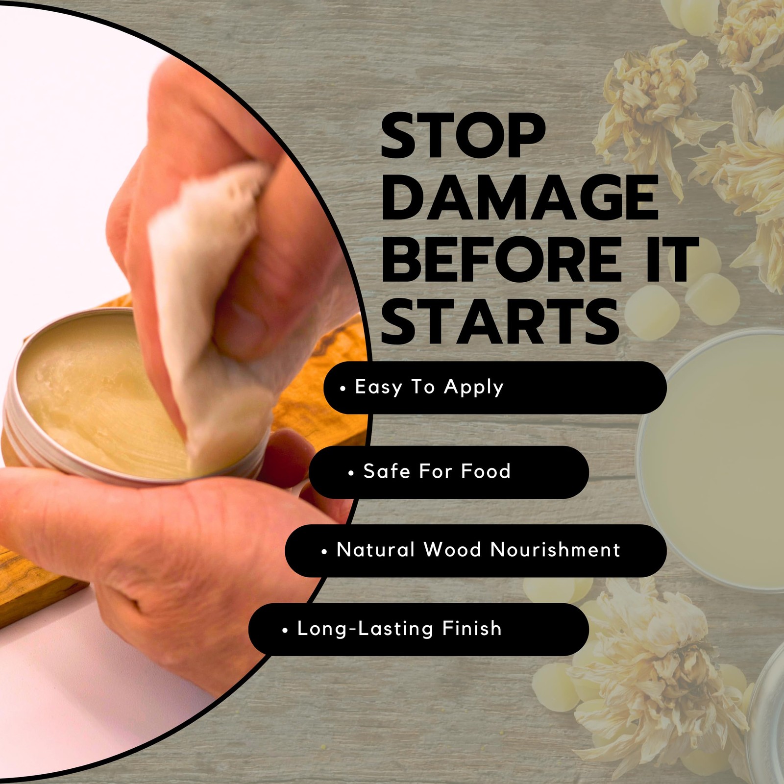 Cutting Board Wax 2oz Food Grade Beeswax Carnauba Wax Butcher Block Conditioner