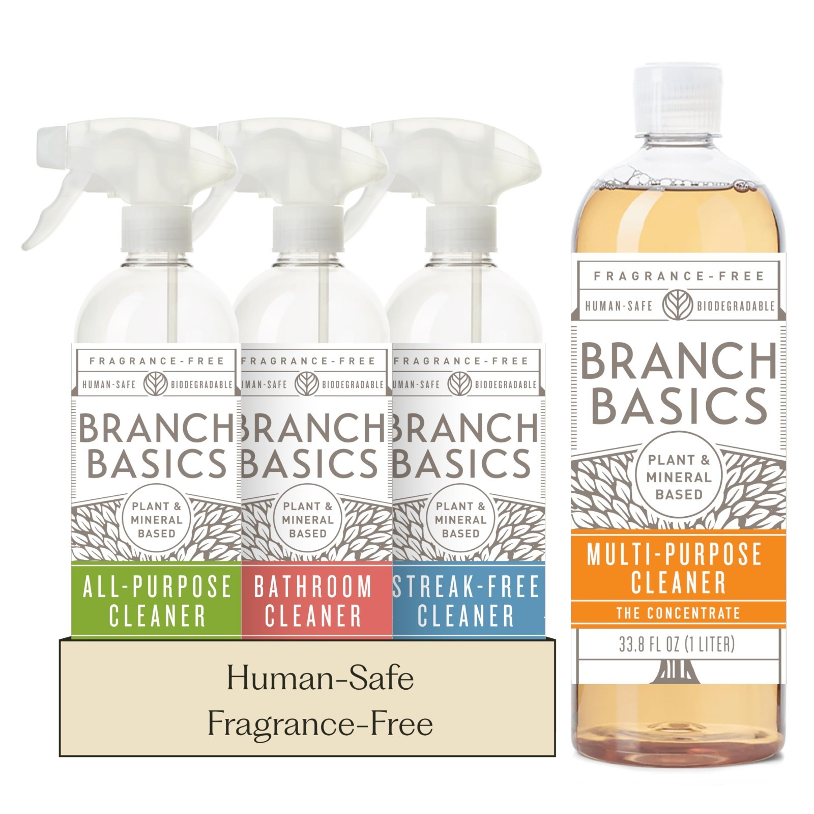 Plant-Based Cleaning Essentials Kit | All-Purpose, Glass & Bathroom Cleaners | 3