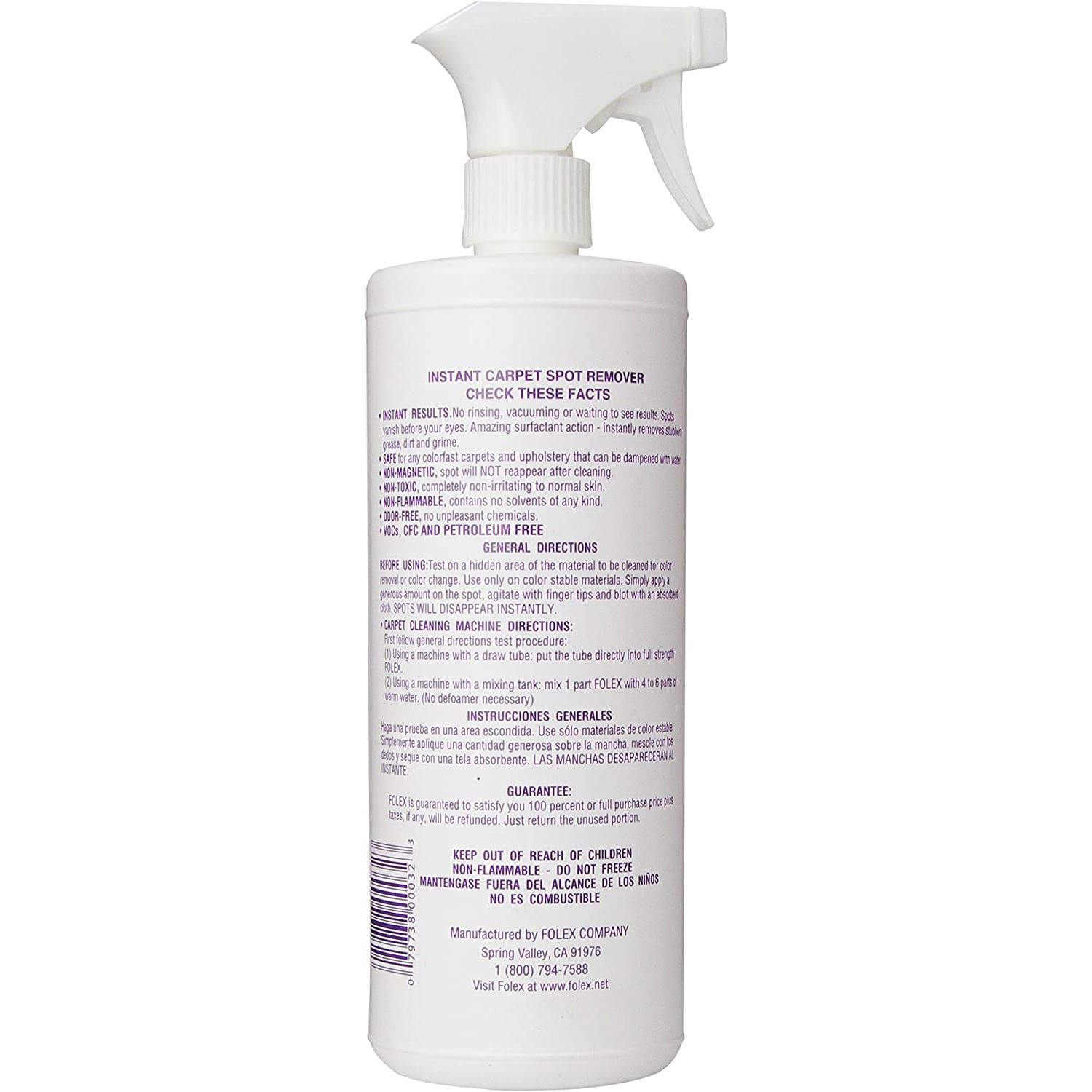 Folex Instant Carpet Spot Remover 32 oz with 128 oz Refill Gallon