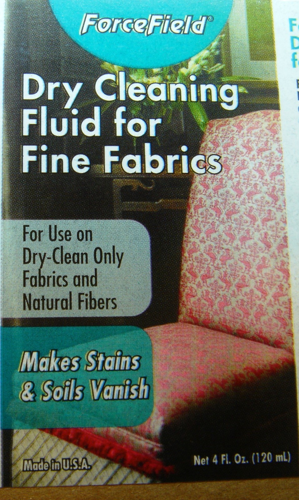 FORCEFIELD BEST DRY CLEANING FLUID FOR FINE FABRICS, 4oz.FREE FAST SHIPPING