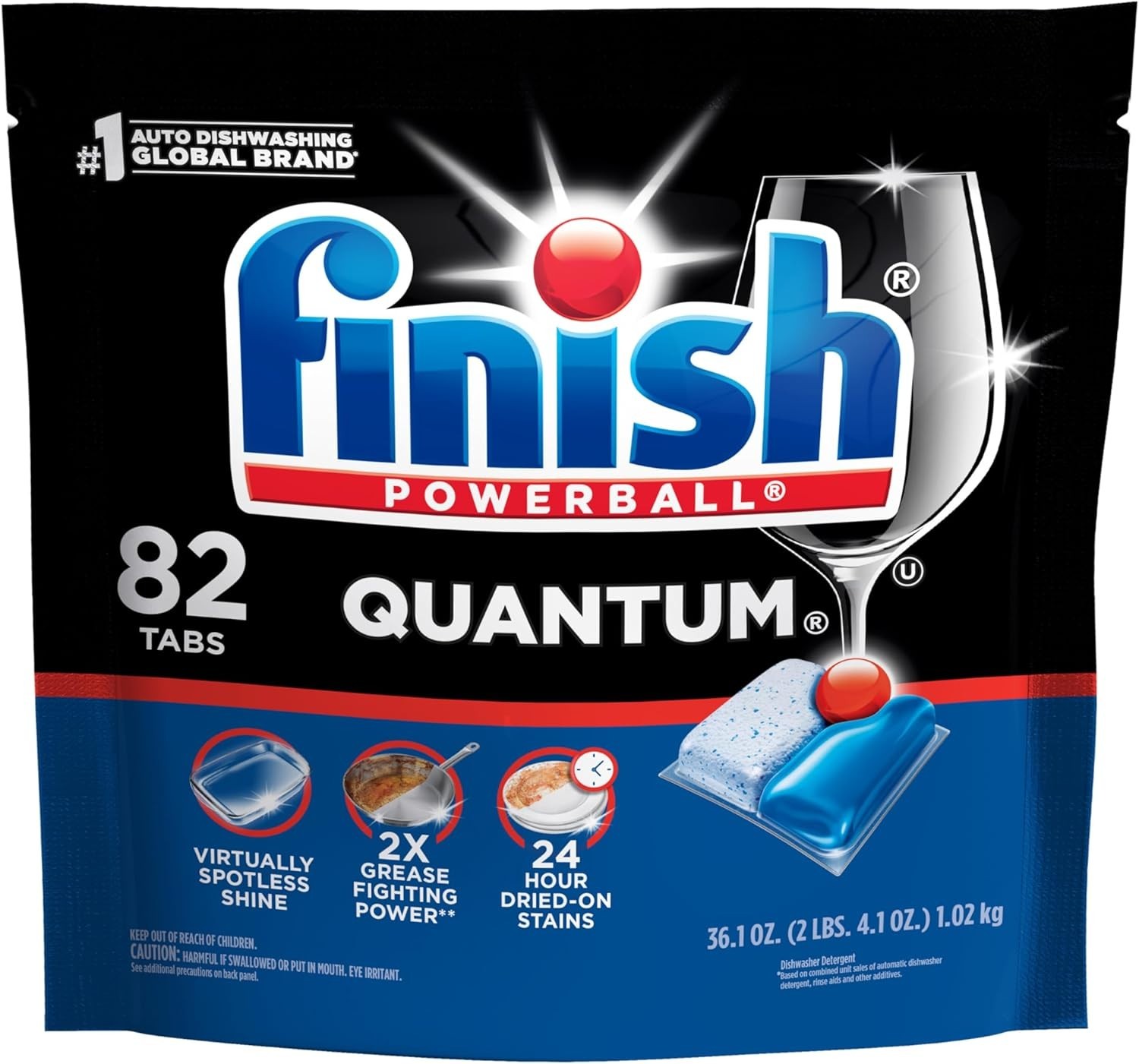82 Count Quantum Dishwasher Pods – Power Against 24HR Dried Stains, Rinse-Free