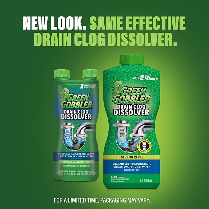 Liquid Hair Drain Clog Remover & Cleaner, For Toilets, Tubs, Septic Safe, 2 Pack