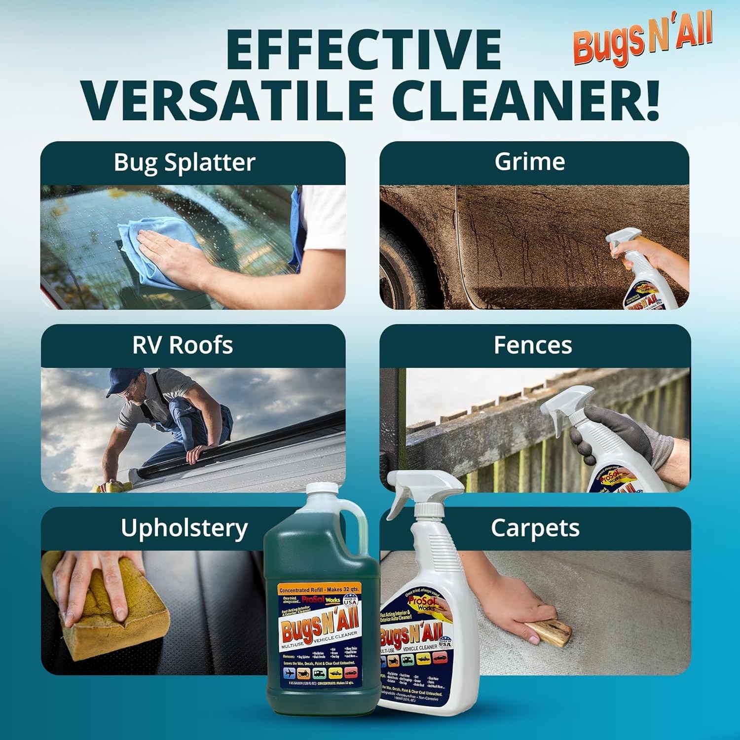 Bugs N’ All Multipurpose Car Cleaner & Degreaser – Bug & Tar Remover Concentr…