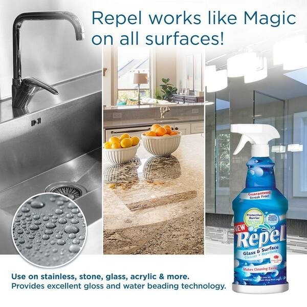 Clean-X 32 oz. Repel Glass and Surface Cleaner Repels smudges stains grime spots
