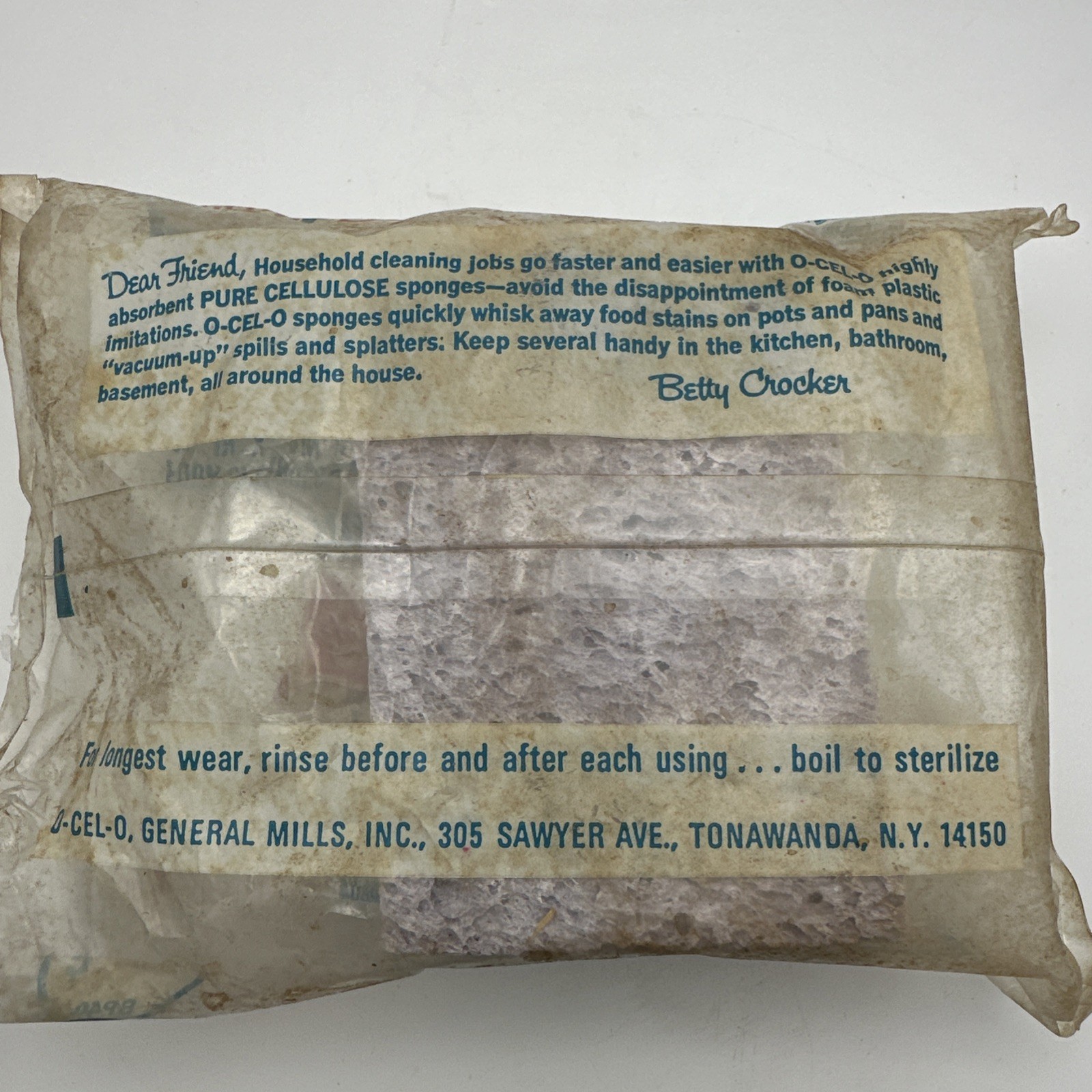 Pure Cellulose Sponges Vintage O-Cel-O Betty Crocker GM USA Movie Prop