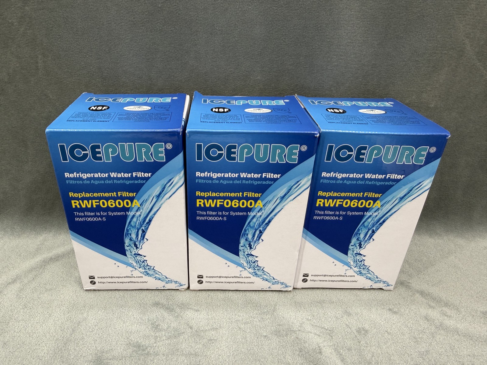 ICEPURE 3 Pack Refrigerator Water Filter RWF0600A NSF Certified GE Kenmore