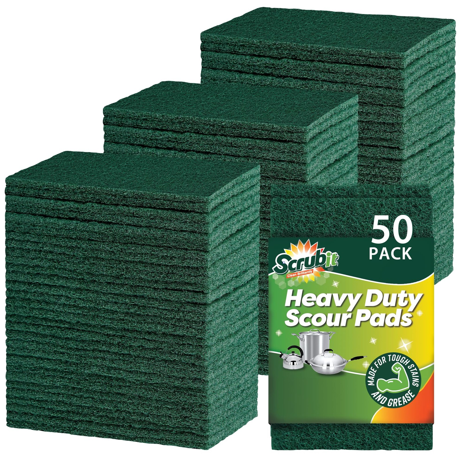 Scouring Pads – Heavy Duty Scrub Pads for Cleaning Dishes – Non-Scratch – Reu…
