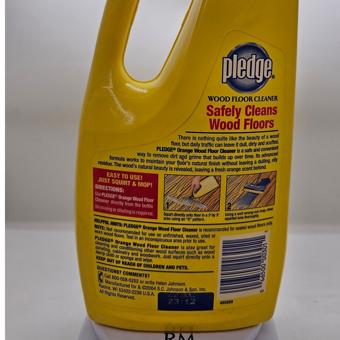 Pledge Wood Floor Cleaner Orange 32 Fl Oz SC Johnson Full Bottle