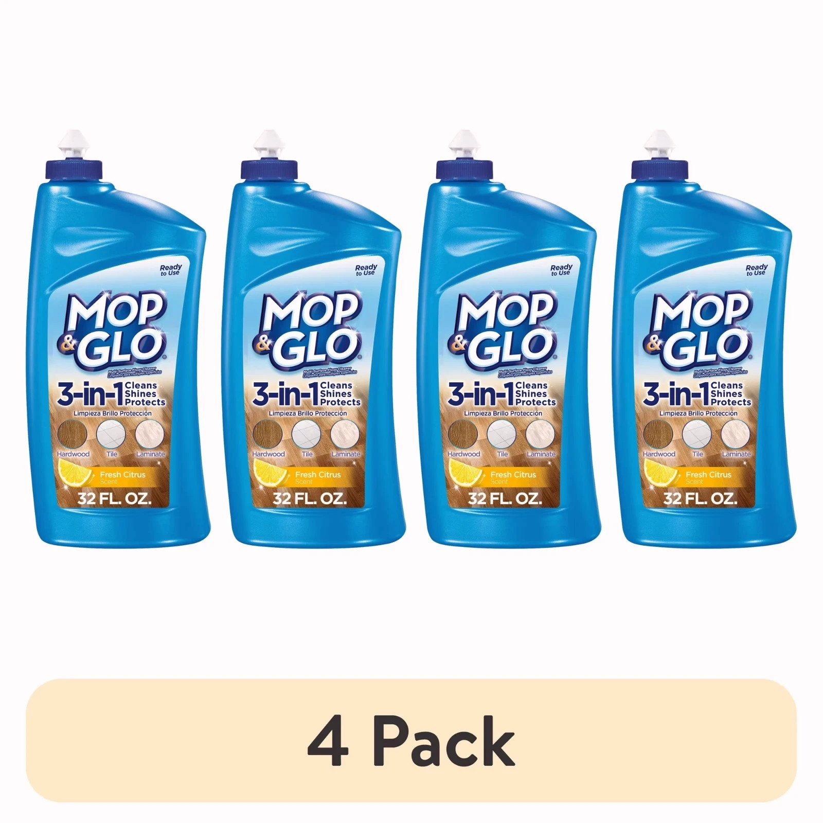 Mop & Glo Multi-Surface Floor Protecting Cleaning Polish, 32oz ( 4pack)