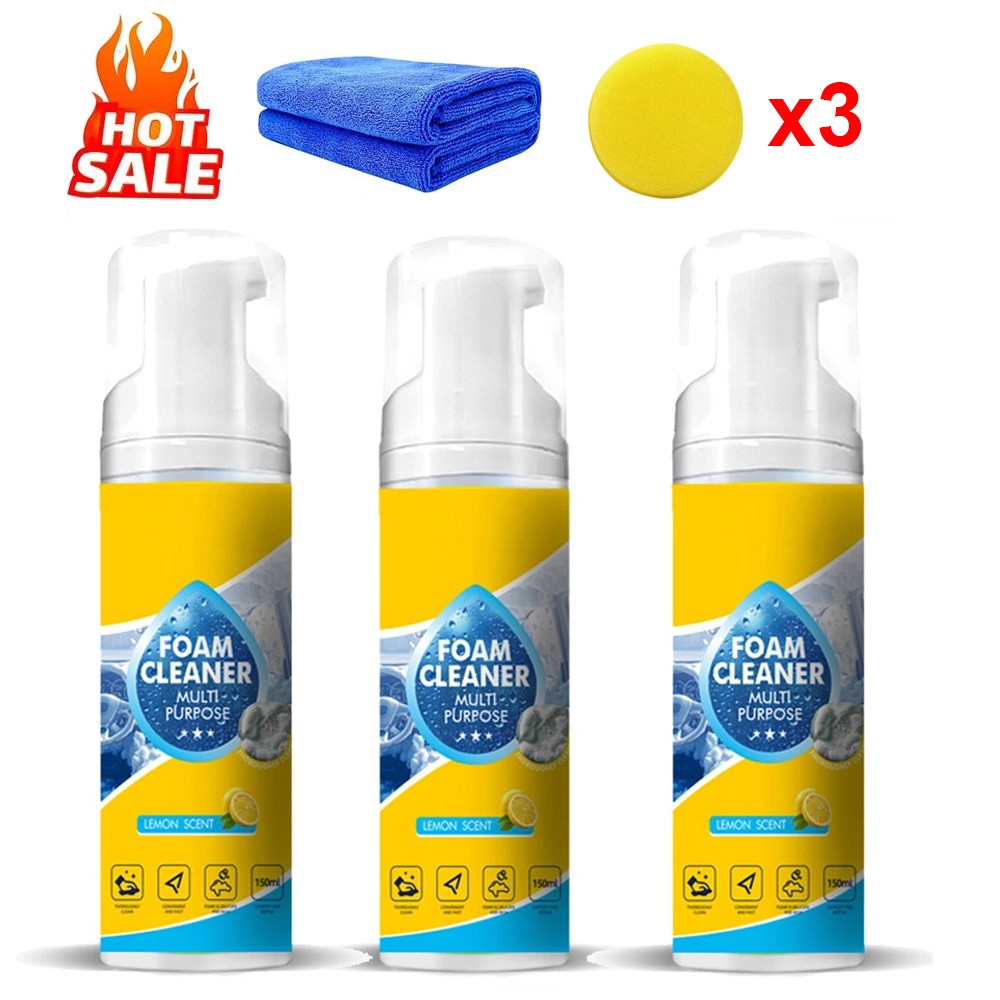 3PCS Multi Purpose Foam Cleaner for Car Detailing Seat Headliner Dashboard