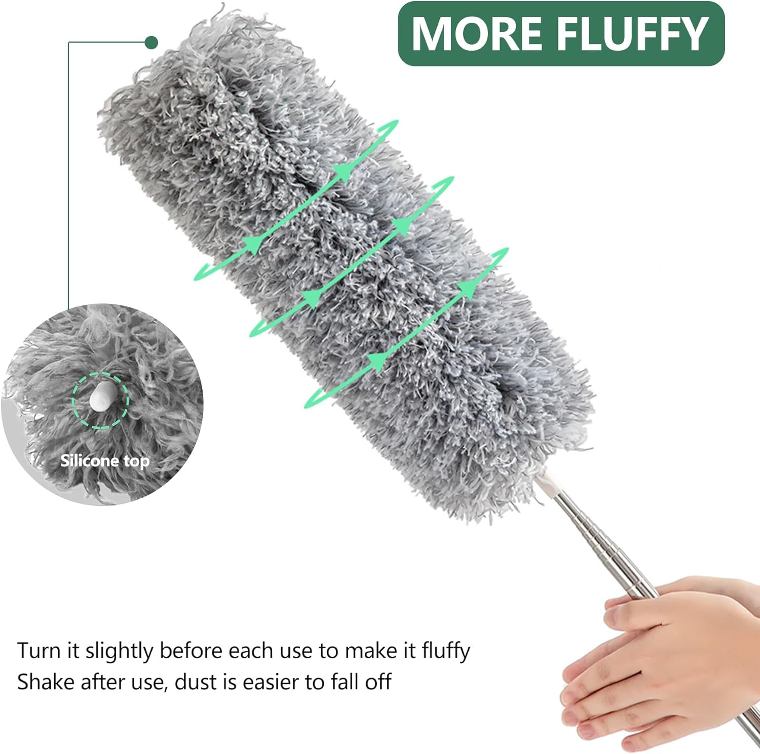Extra-Long Dusters with Extension Pole 100-Inch for Cleaning, Bendable Microfibe