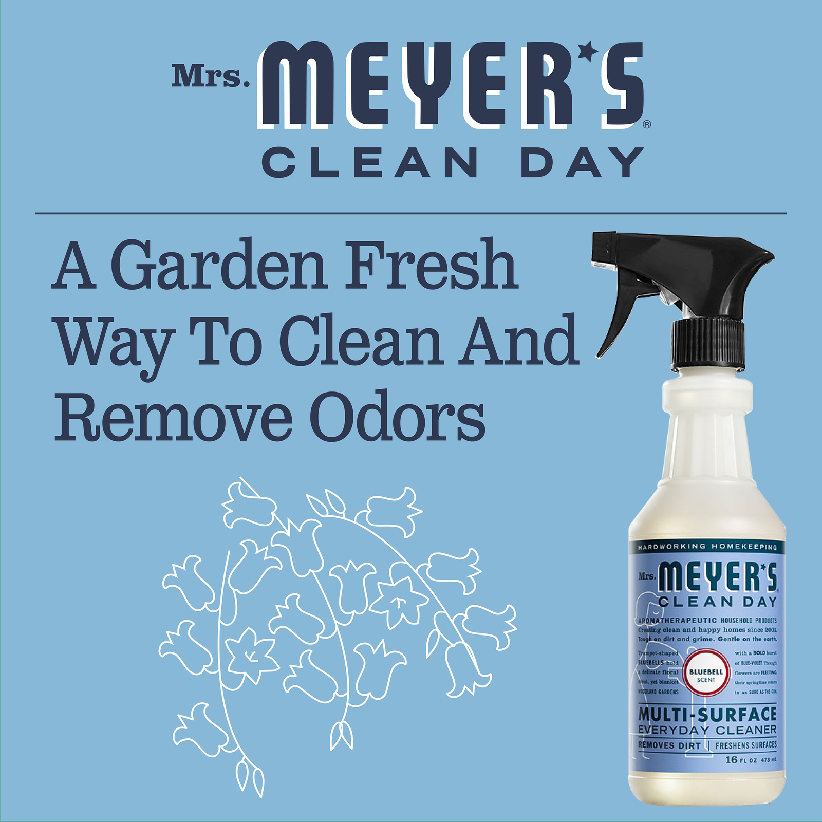 Mrs Meyers Clean Day Multi-Surface Cleaner Bluebell Scent – 16 Oz – EACH
