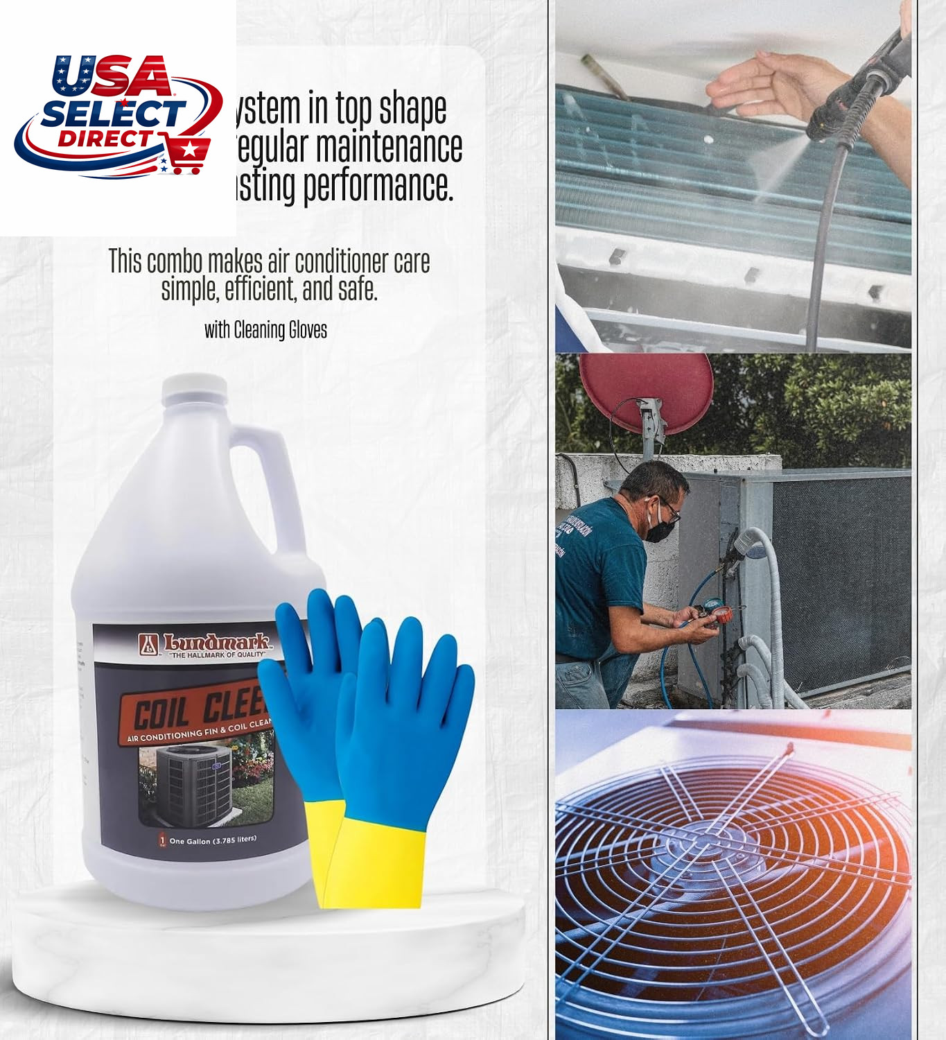 Lundmark Coil Cleen Air Conditioner Fin Cleaner 1 Gal Gift Set with Gloves