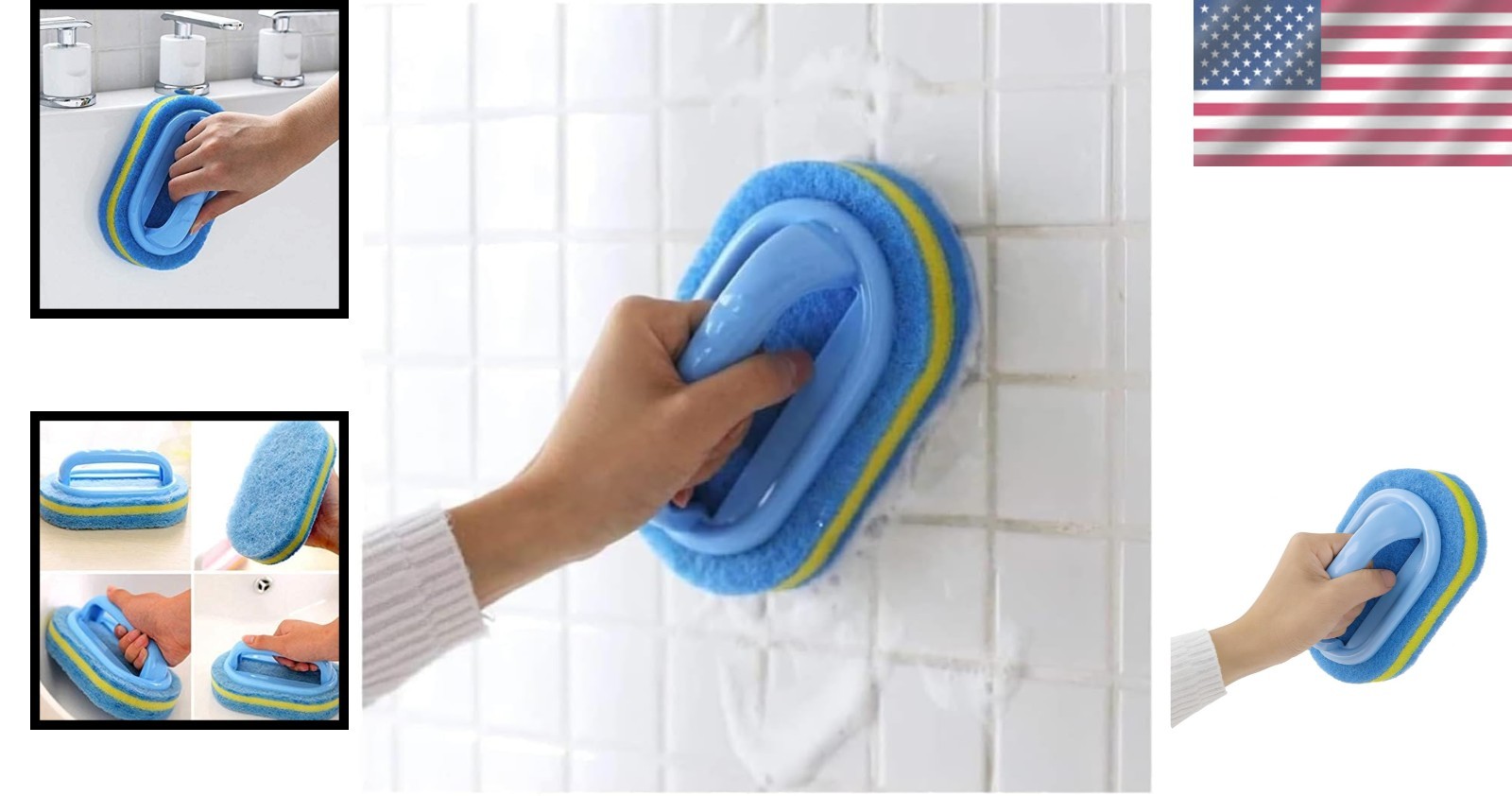 Durable Non-Scratch Bathroom & Kitchen Scrubbing Brush with Comfortable Handle