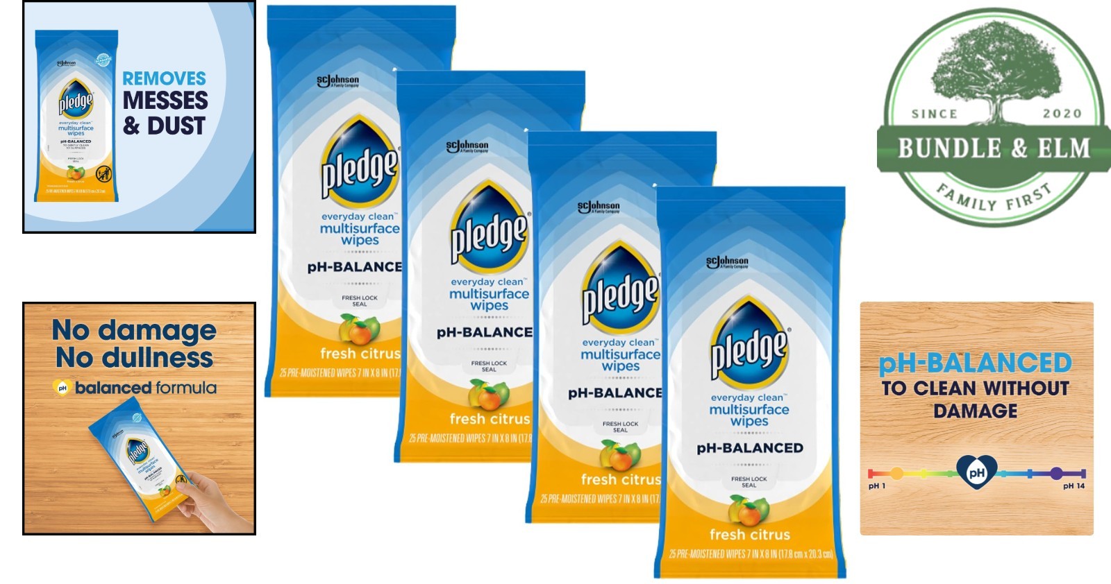 pH-Balanced Cleaning Wipes in Fresh Citrus, 100 Count Pack of 4 Canisters