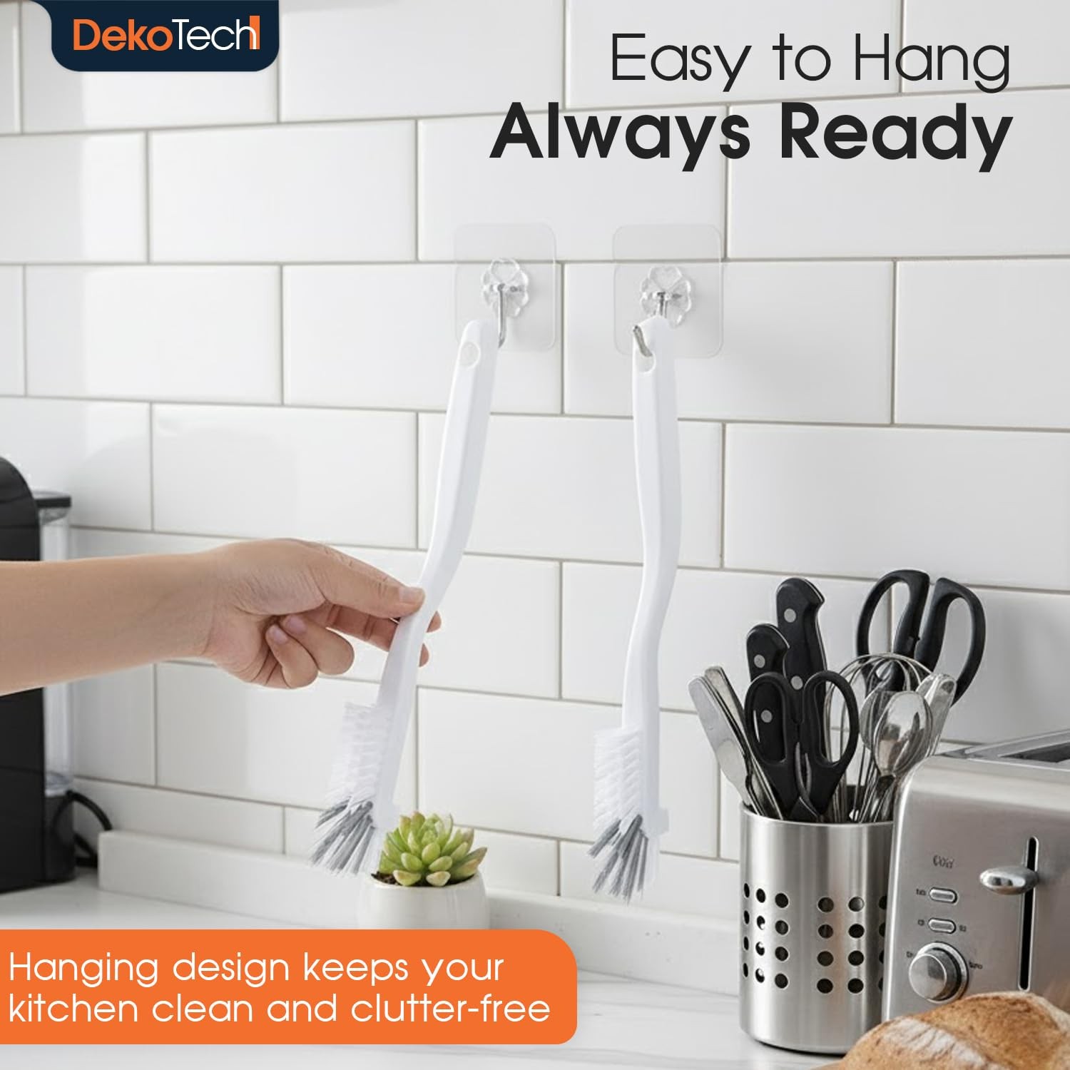 Cleaning Brush for Kitchen and Bathroom – Stiff Bristle Scrub Brush for Bottl…