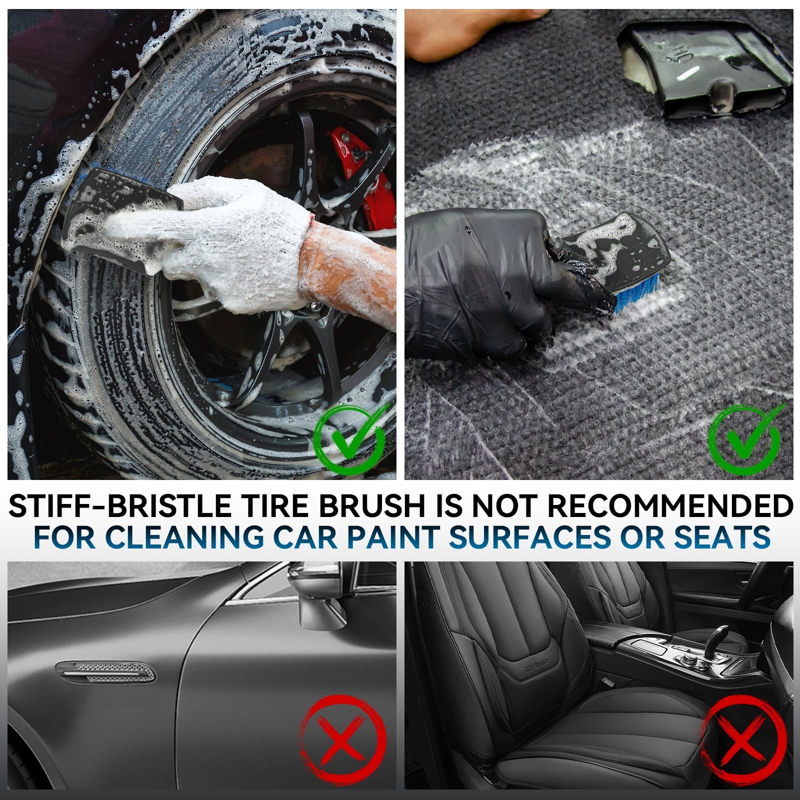 Eomarce Premium Wheel & Tire Brushes: Safe for All Vehicle Detailing