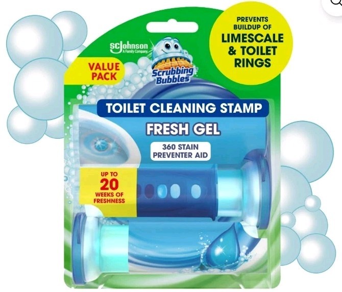 Scrubbing Bubbles Toilet Cleaning Gel Stamps – Rainshower, Pack of 6