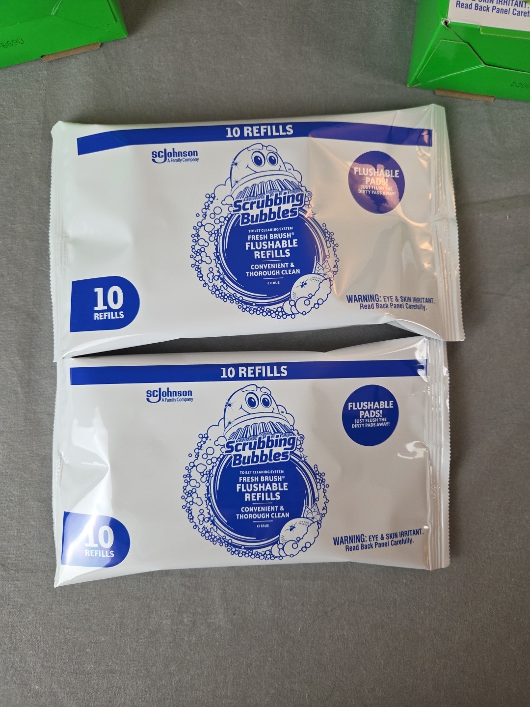 3 Scrubbing Bubbles Fresh Brush 20 Count Flushable Refills Cleaning Pads 2″x2″