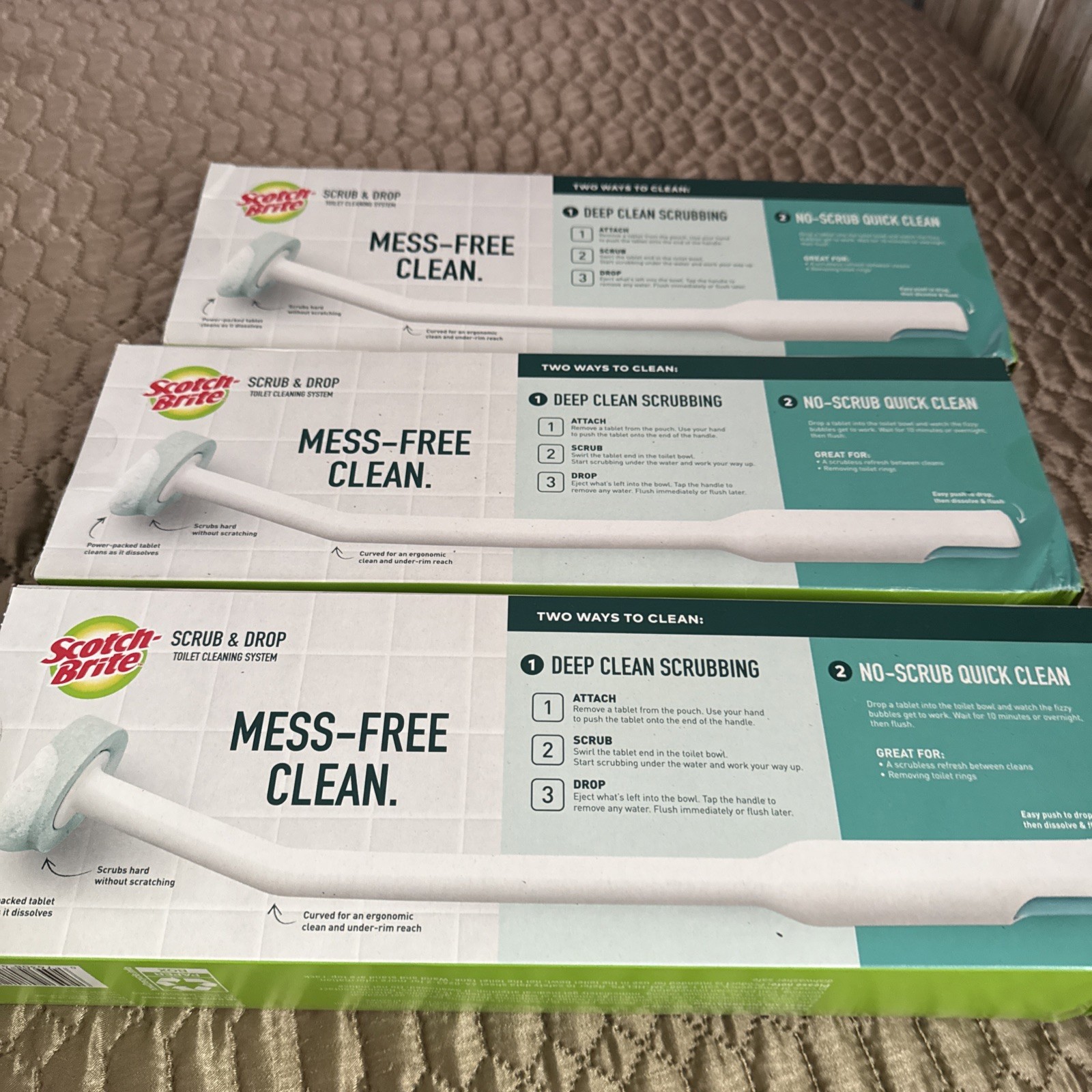 3 PACK – Scotch Brite Scrub & Drop Toilet Cleaning System 2 WANDS & 8 REFILLS