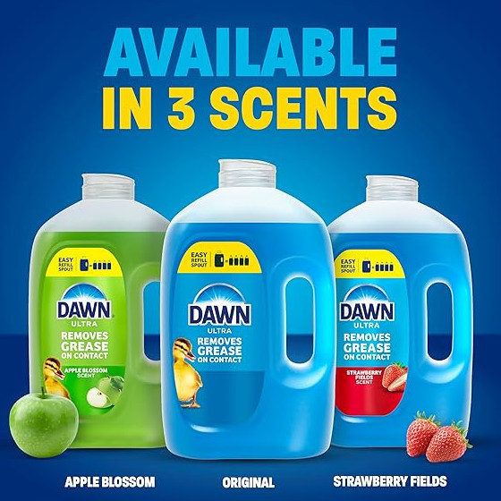 Dawn Dish Soap Refill Jug, Large Size Blue Liquid Dishwashing Detergent 51.5 oz
