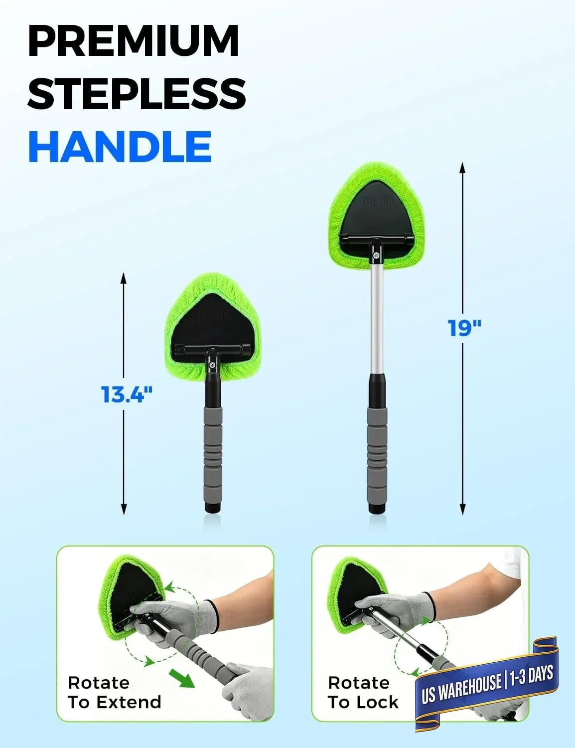 XINDELL Windshield Cleaner Tool – Car Interior Window Cleaning Kit with Extendab