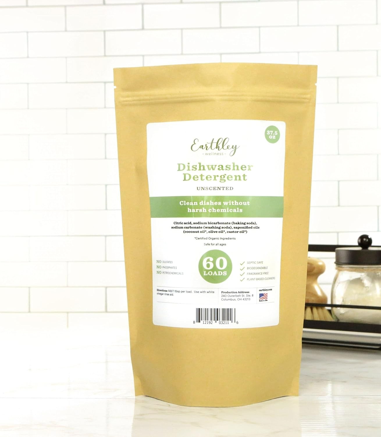Earthley Wellness Dishwasher Detergent 60 Loads Unscented