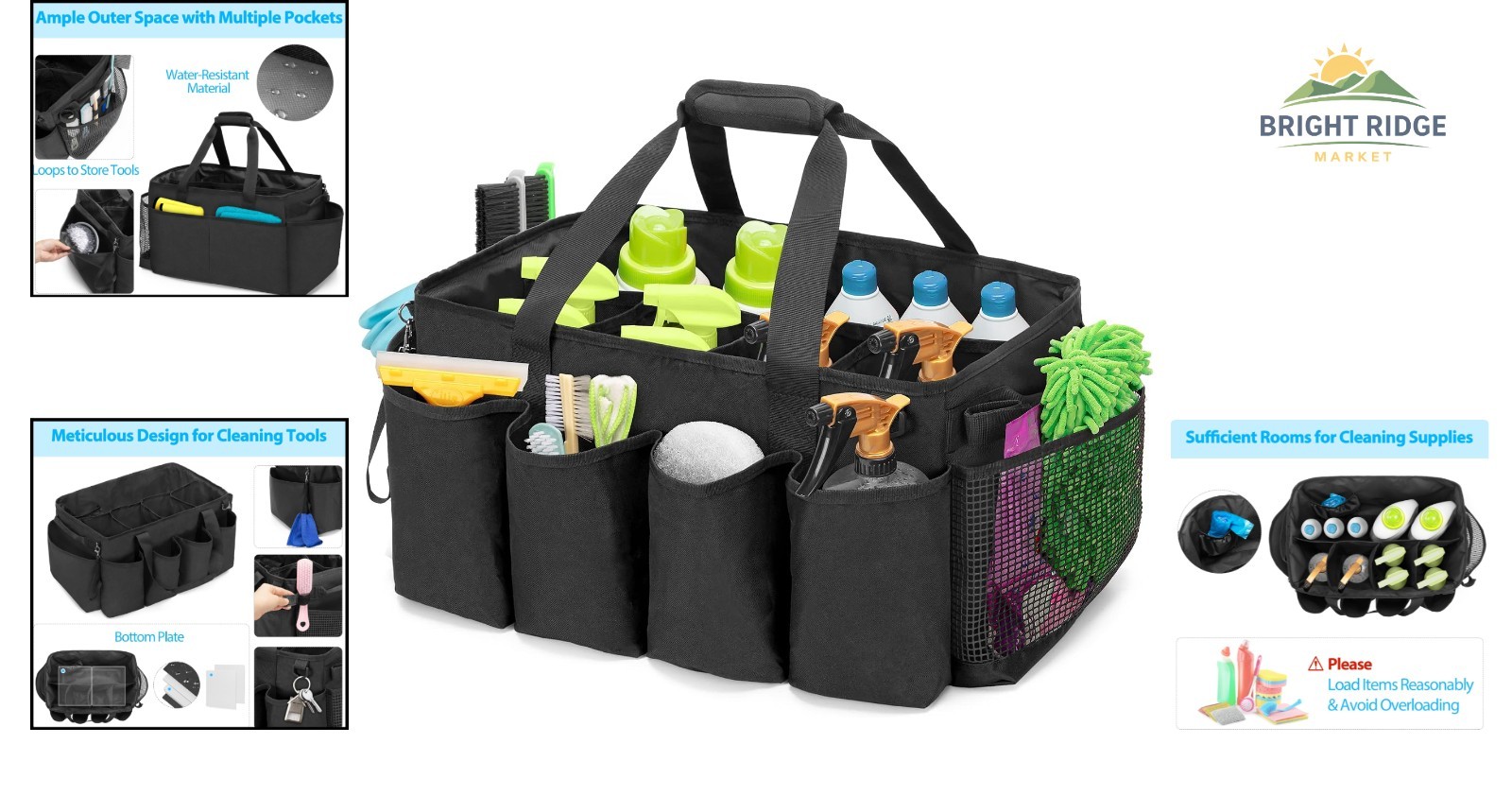 Extra-Large Cleaning Caddy with Multi Pockets for Home and Car Organization