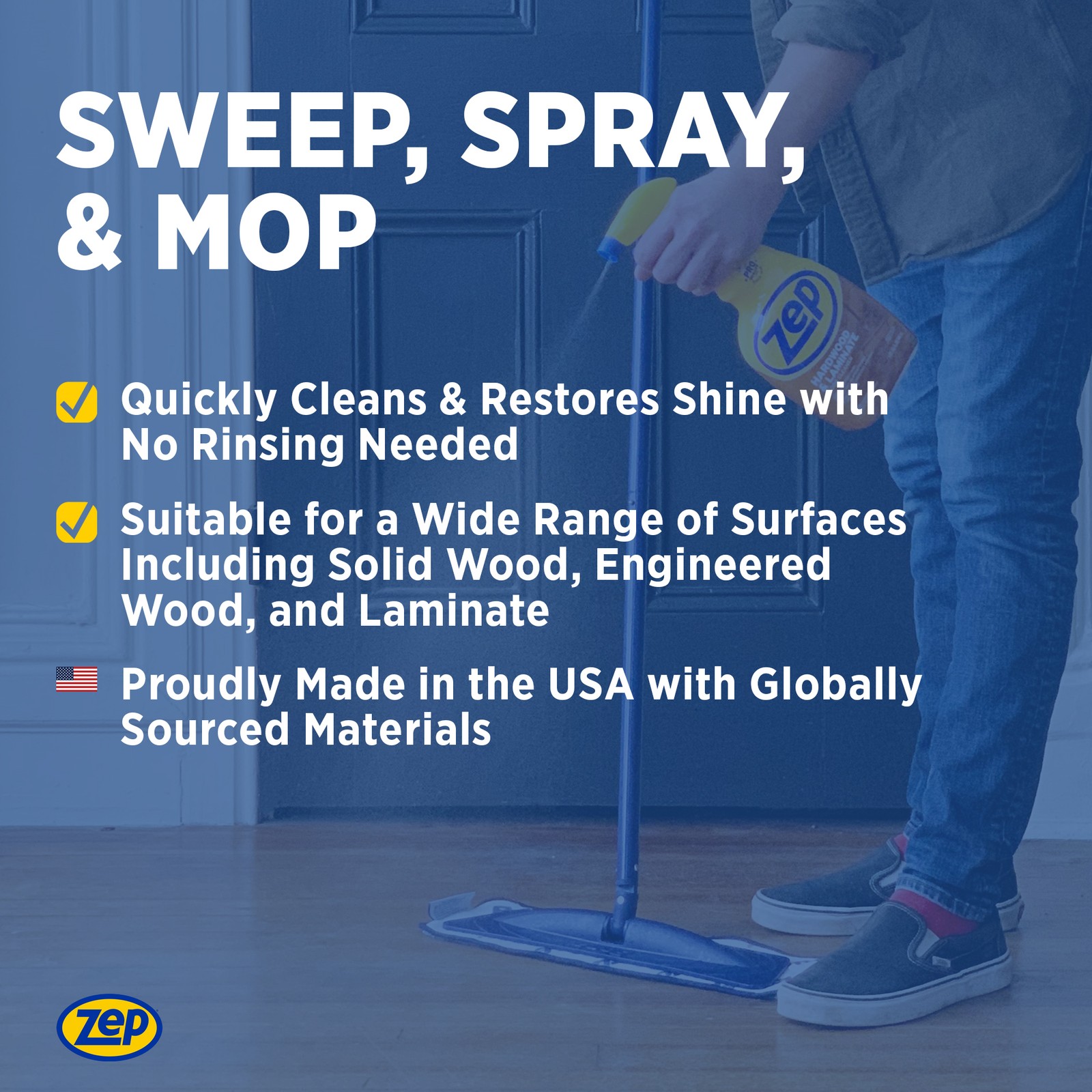 Zep Hardwood and Laminate Floor Cleaner – 32 oz (Case of 12) – ZUHLF32 –