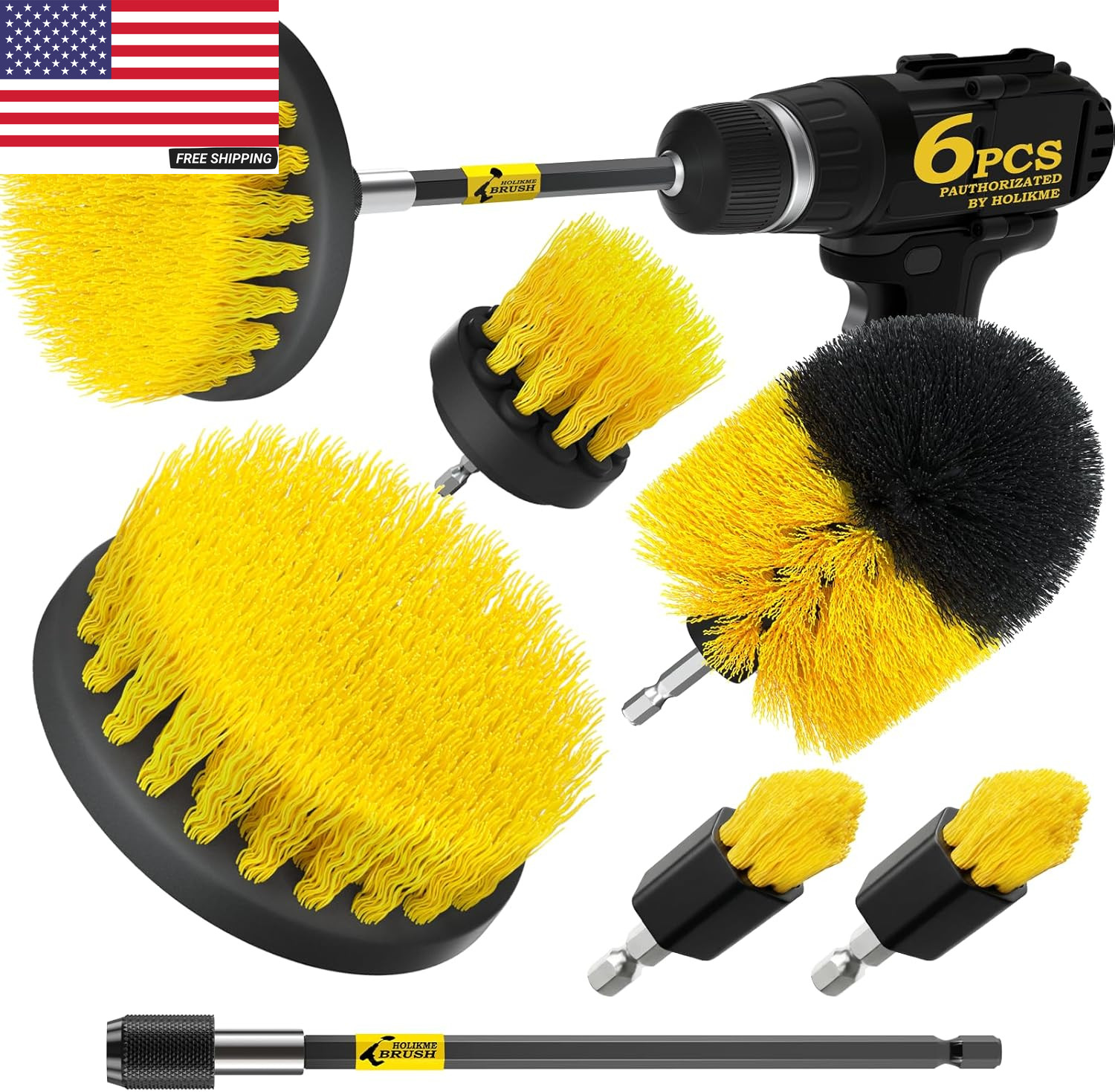 6Pack Drill Brush Power Scrubber Cleaning Brush Extended Long Attachment Set All