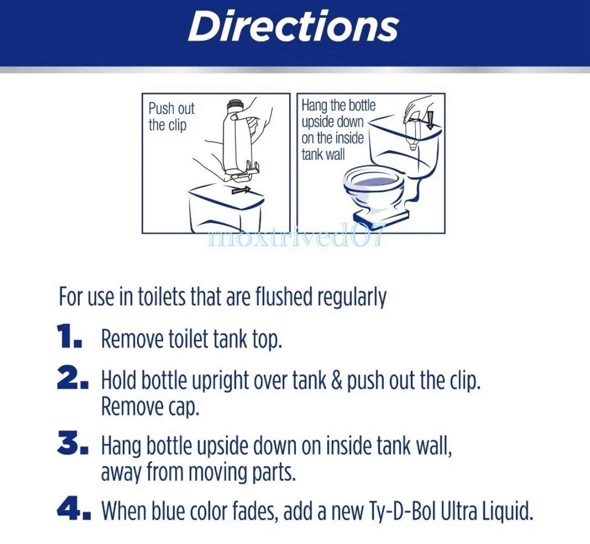 6 Pack Ty-D-Bol® BLUE ULTRA BOOSTER IN TANK LIQUID FOR TOILET BOWL 2X CLEANER