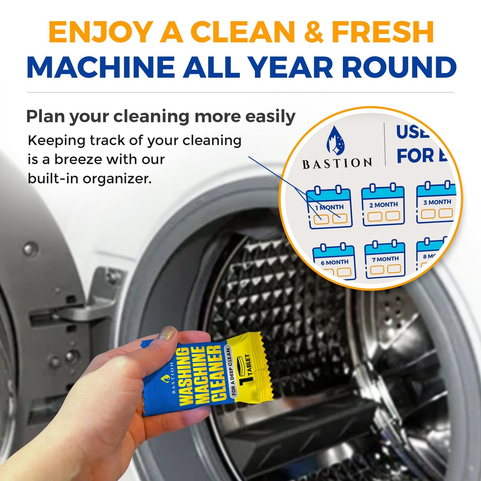 Bastion Washing Machine Cleaner, Deodorizer, & Descaler 6-Pack – Active Deep Cle