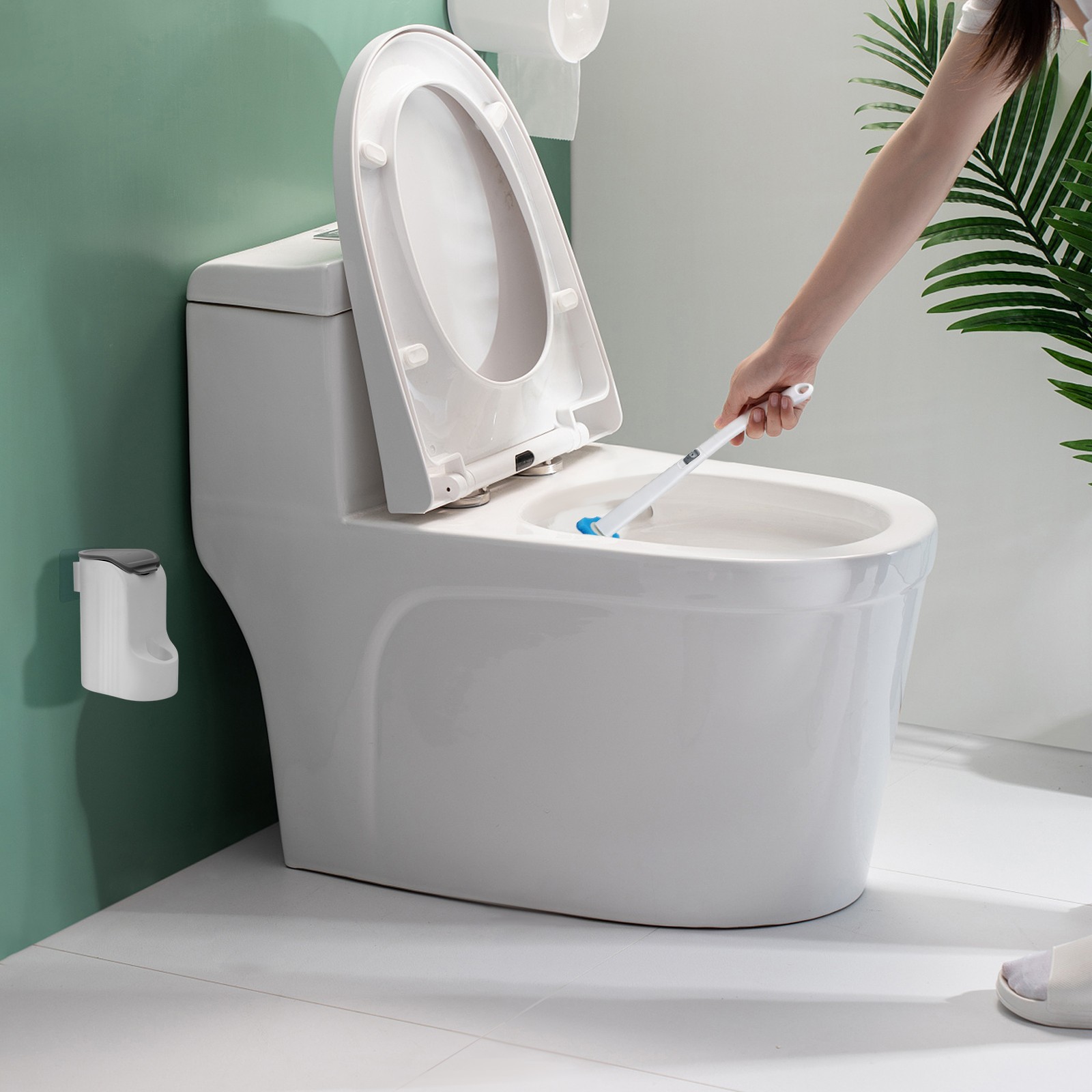 Disposable Toilet Brush Cleaning System w/ Holder Wand & 24 Refills Kit Bathroom