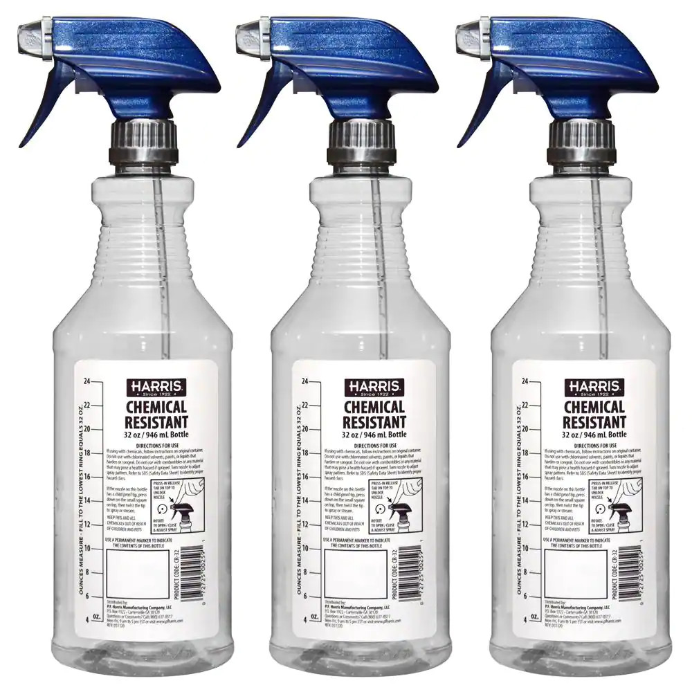 Harris 32 oz. Heavy-Duty Chemical Resistant Pro Spray Bottle (3-Pack)