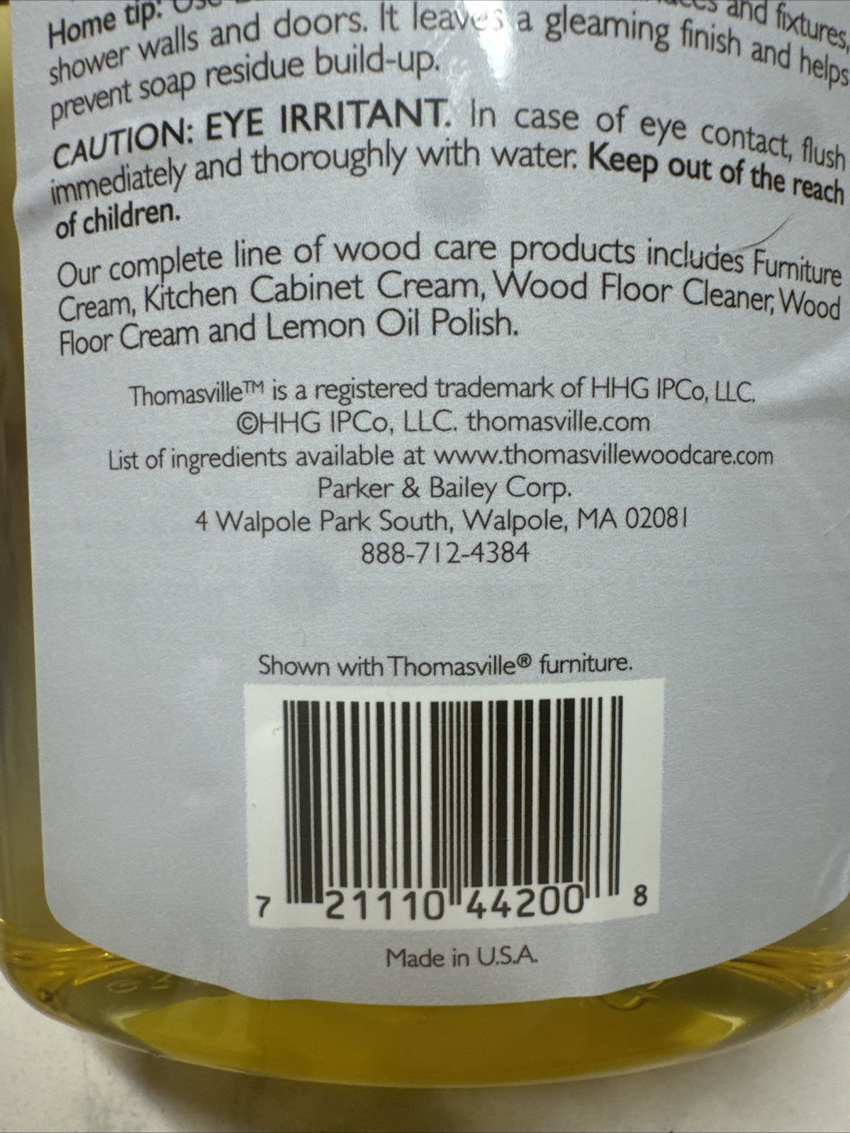 2 Thomasville Wood Cleaner & Furniture Polish Lemon Oil, Restores Surfaces, 16oz