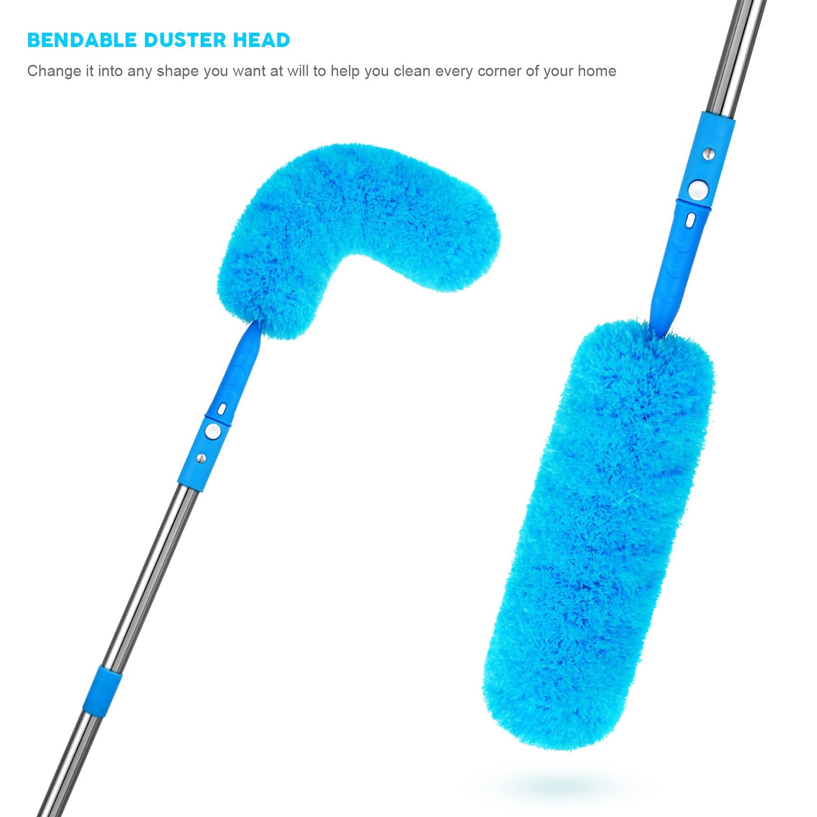 Window Squeegee，5 in 1 Bendable Head Window Squeegee for Home，61”Extension P…