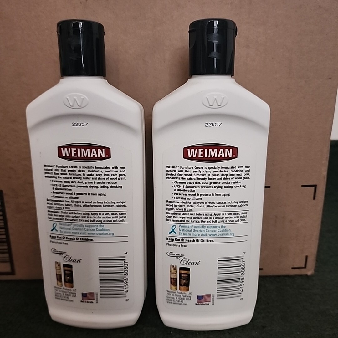 2x Weiman Furniture Cream w/Lemon Oil 8 oz Clean Protect Wood UVX-15 Sunscreen