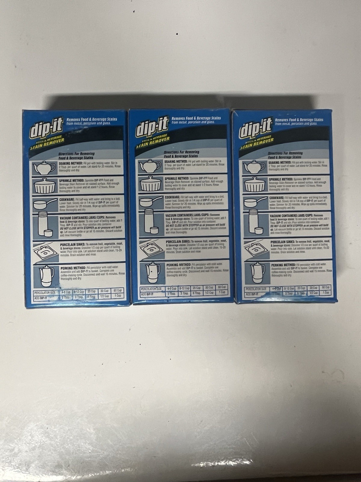 Lot Of 3 dip-it Food & Beverage Stain Remover Powder – 5 fl oz Hard Powder