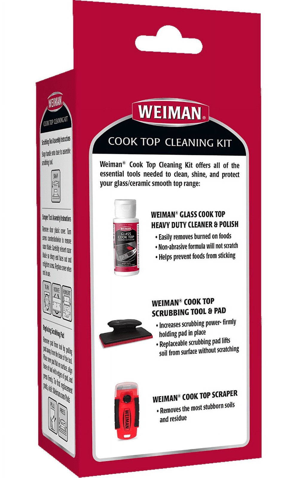 Weiman Glass Stove Top Complete Cleaning Kit Cleaner Scrubber & Scraper Included