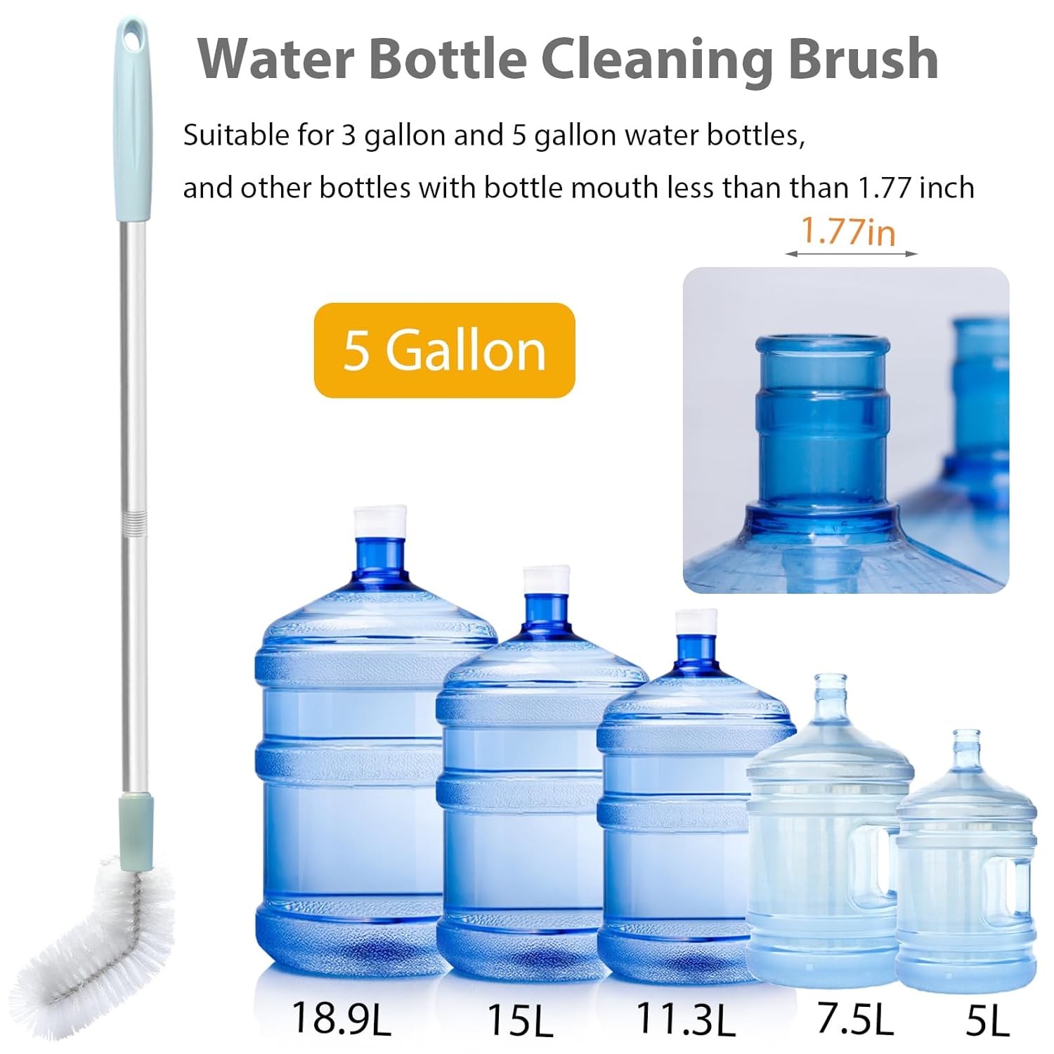 Bendable Long Water Bottle Cleaning Brush 2 Pack 28inch Nylo Bristle Water