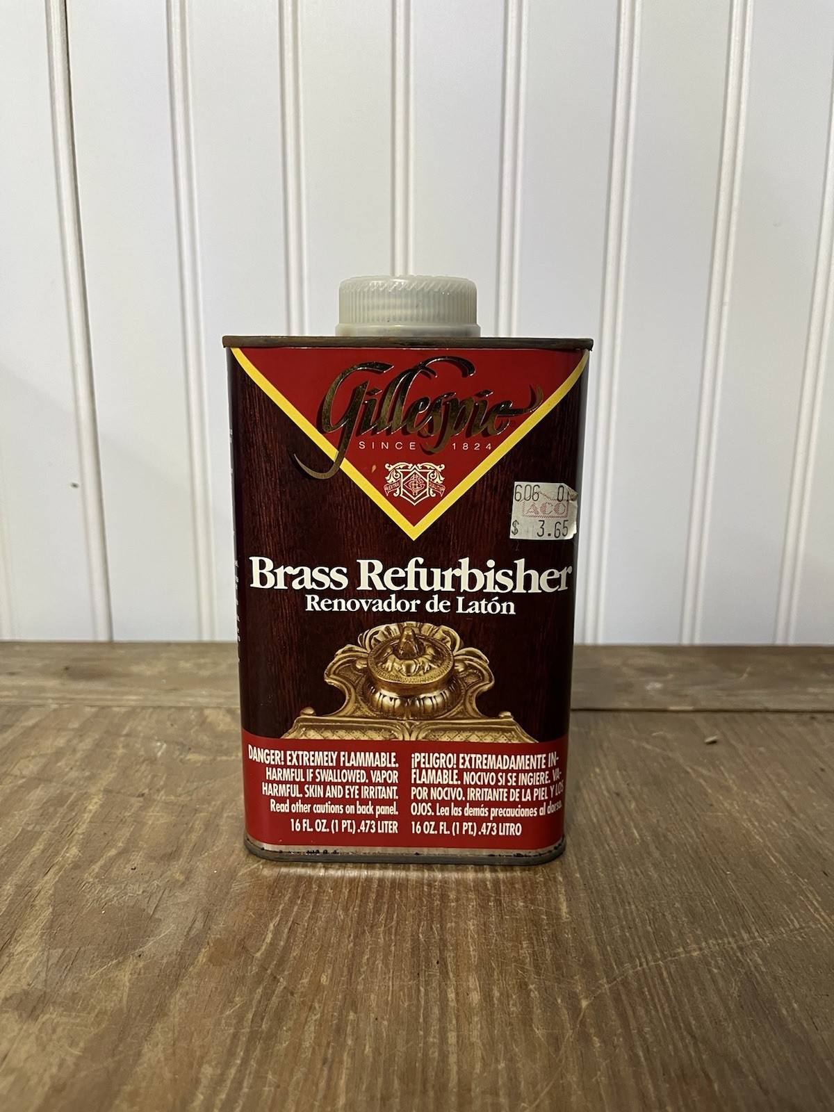 Vtg Gillespie Brass Restorer ’95 Tin Prop Full Usa BR86.1 Household Cleaner