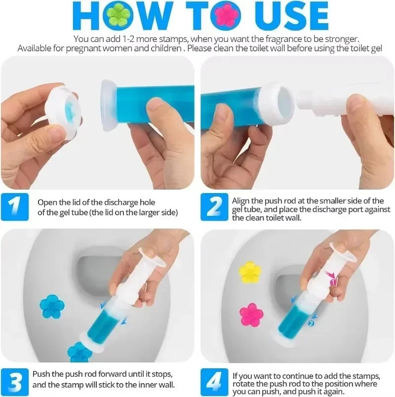 Toilet Gel 1Pc/12 Count Toilet Bowl Gel Stamp 6 Kinds of Scent Toilet Cleaner Ge