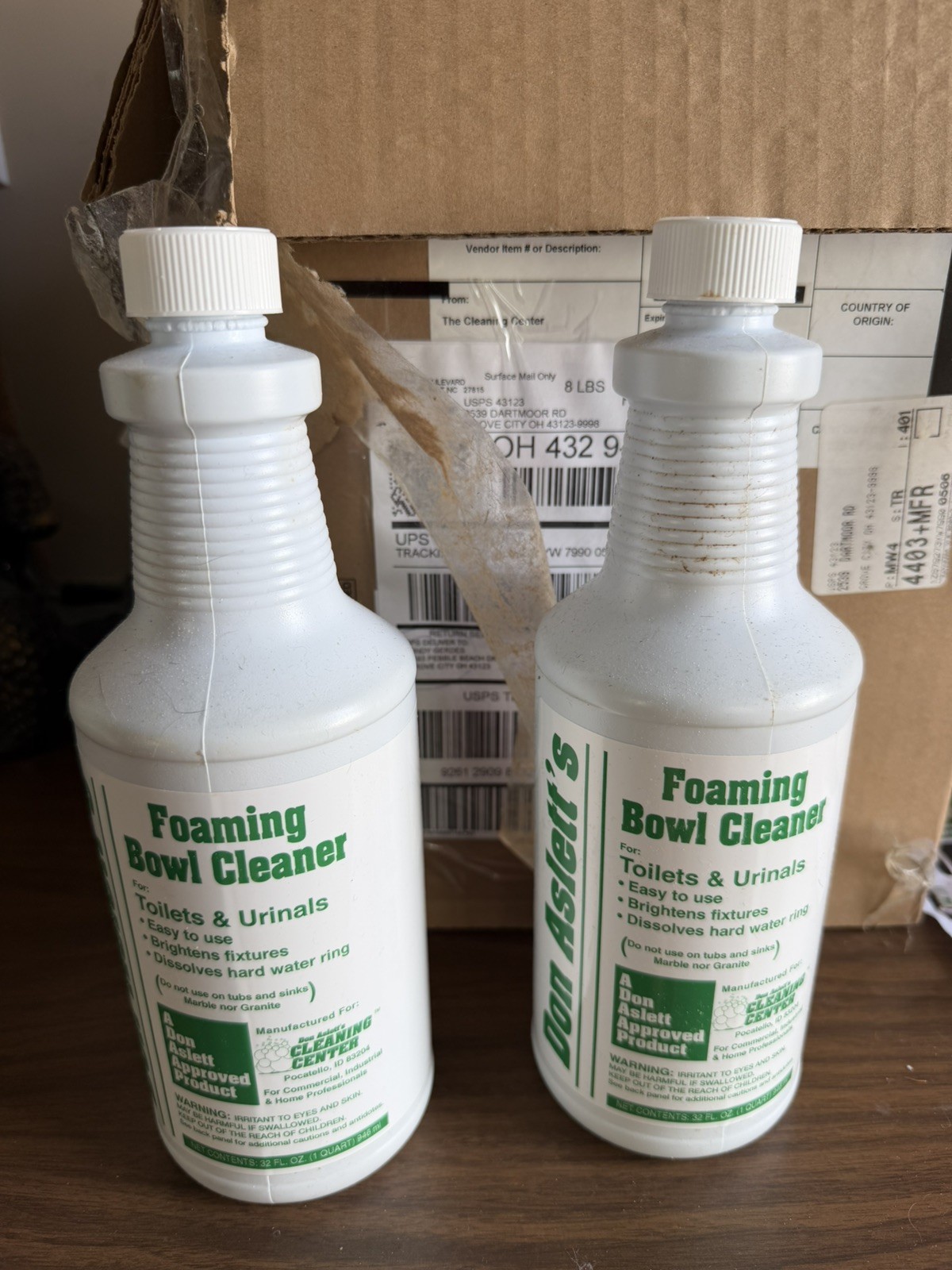 2 Bottles Don Asletts Foaming Toilet & Urinals Bowl Cleaner 32 fl oz Each ~ NEW